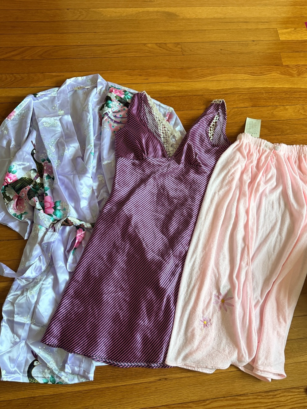 Satin Sleepwear dress gown, Robe, and shower towel body wrap